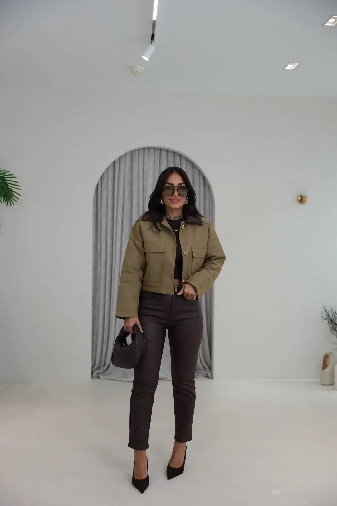2499 Mum Kaplamalı Pantolon KAHVE
