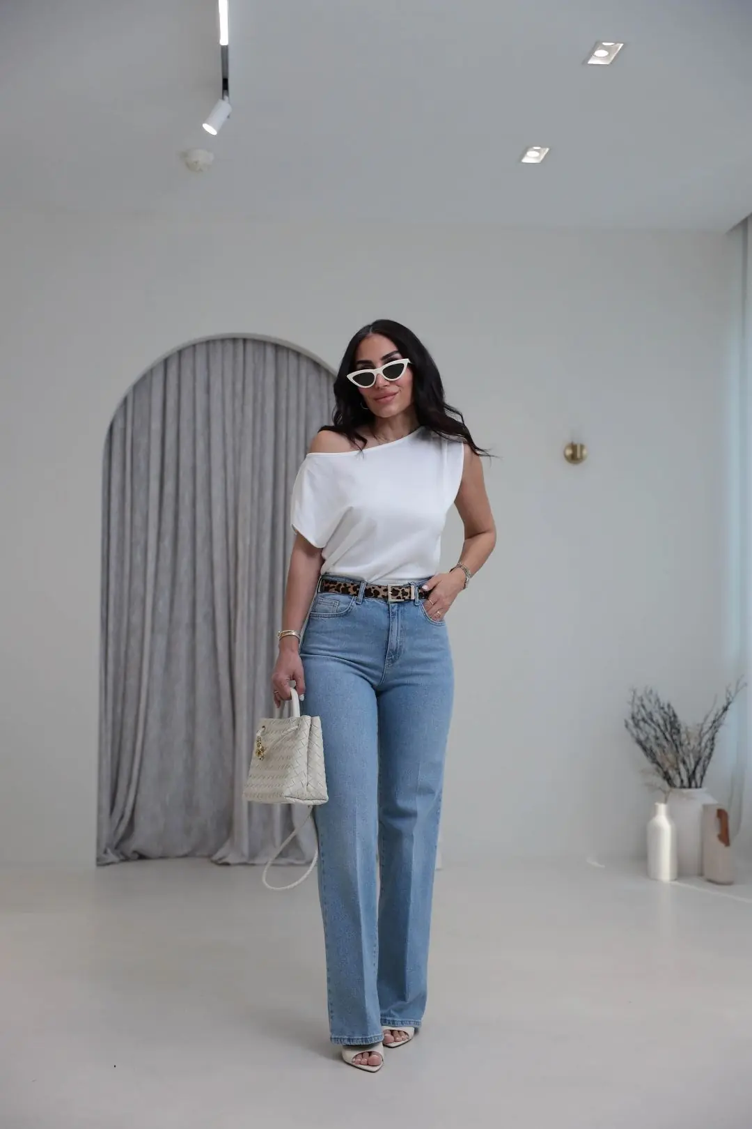 4219 Leopar Kemerli Straight Jean AÇIK MAVİ
