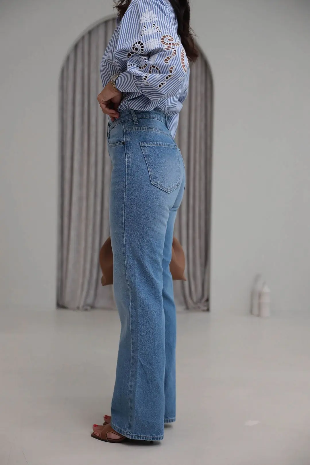 2411 Düz Paça Yüksek Bel Straight Jean MAVİ