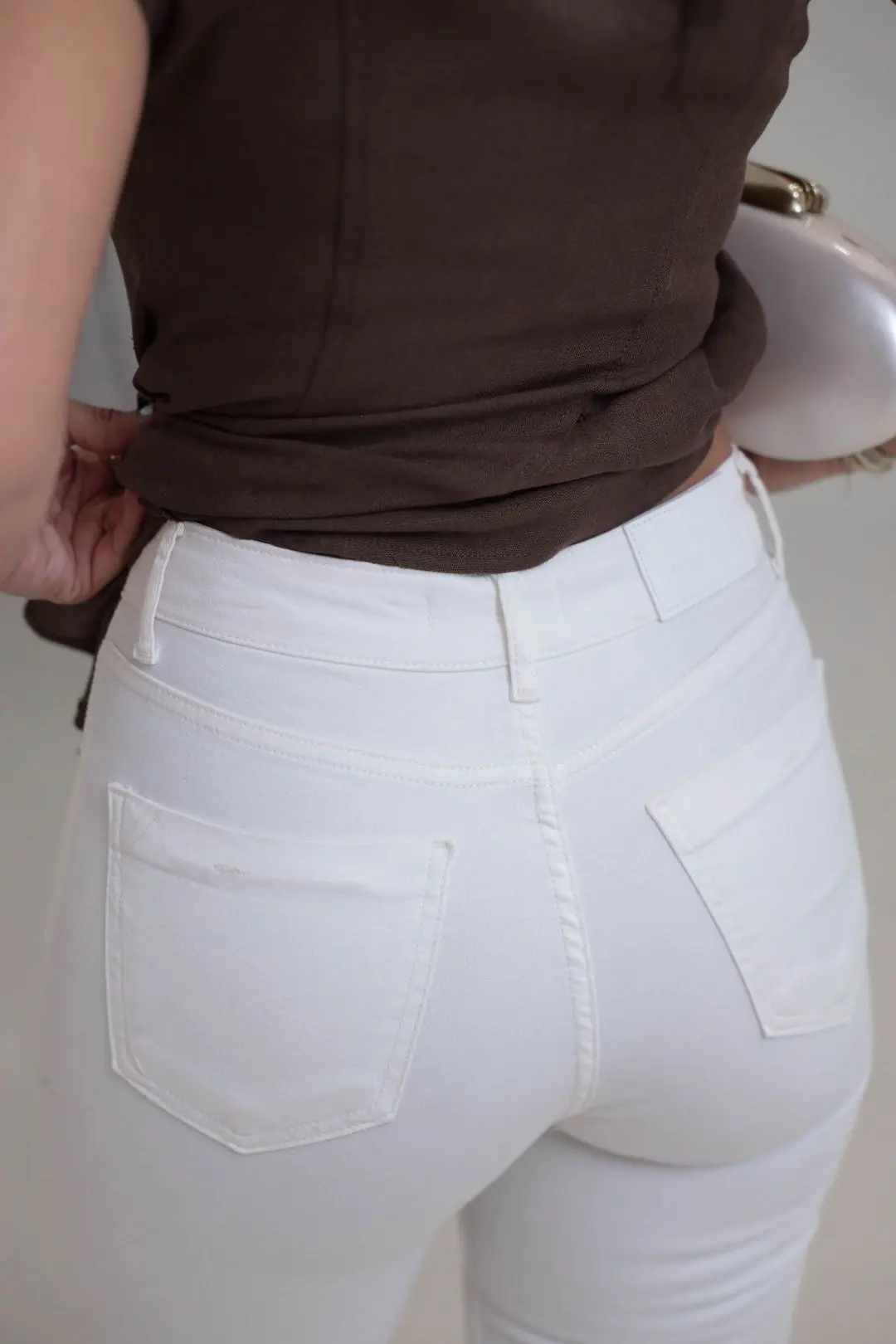 7403 Lazer Kesikli Full Likralı Düz Paça Pantolon EKRU