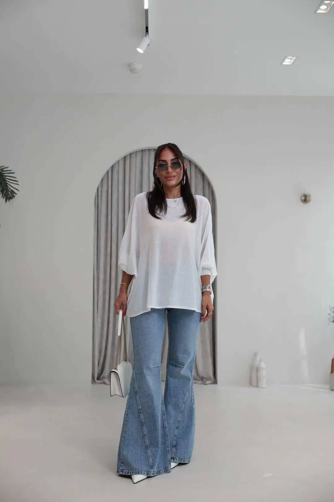 1057 Wide Leg Jean Pantolon MAVİ