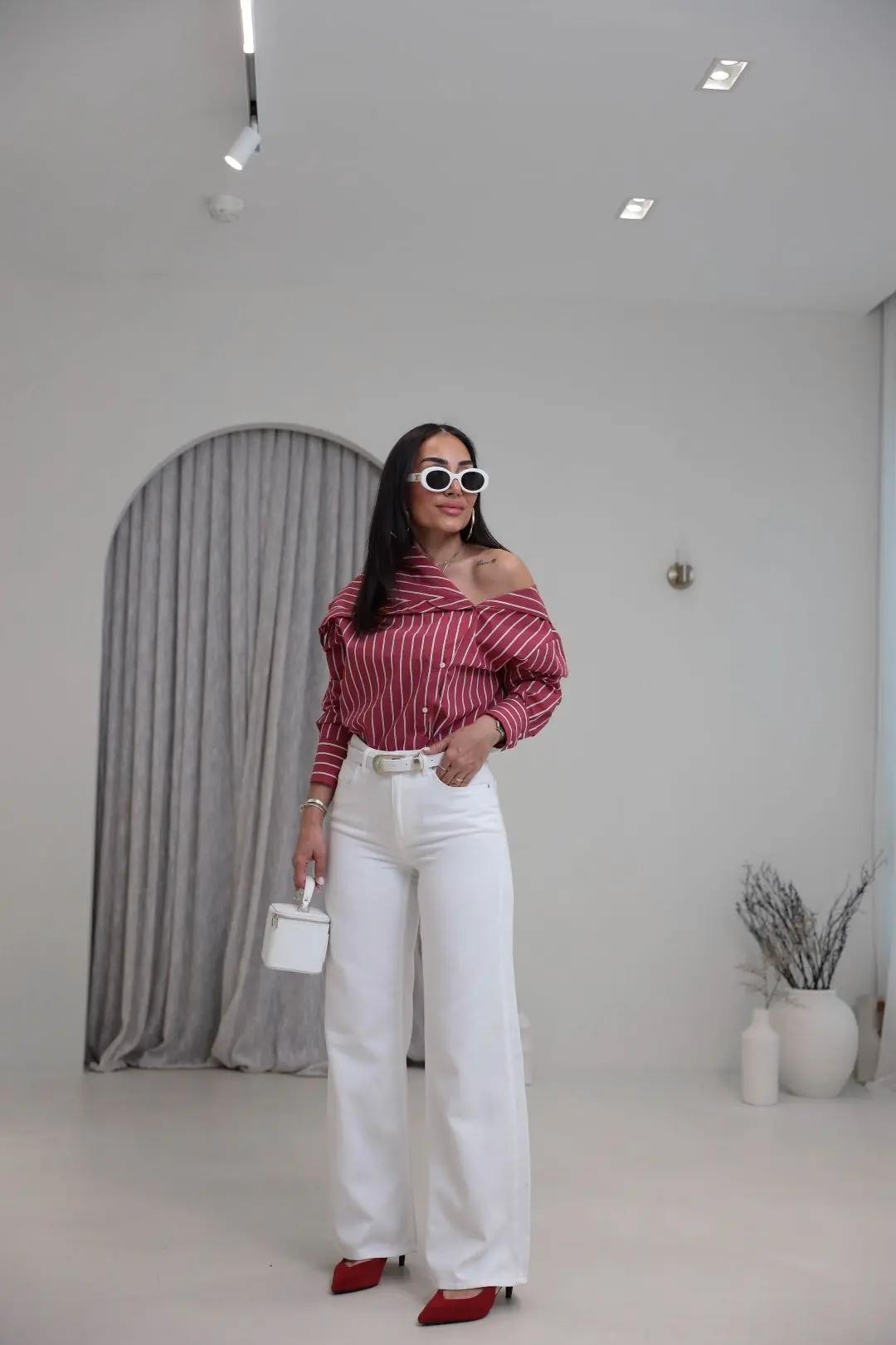 1480 Yüksek Bel Full Soft Doku Jean BEYAZ