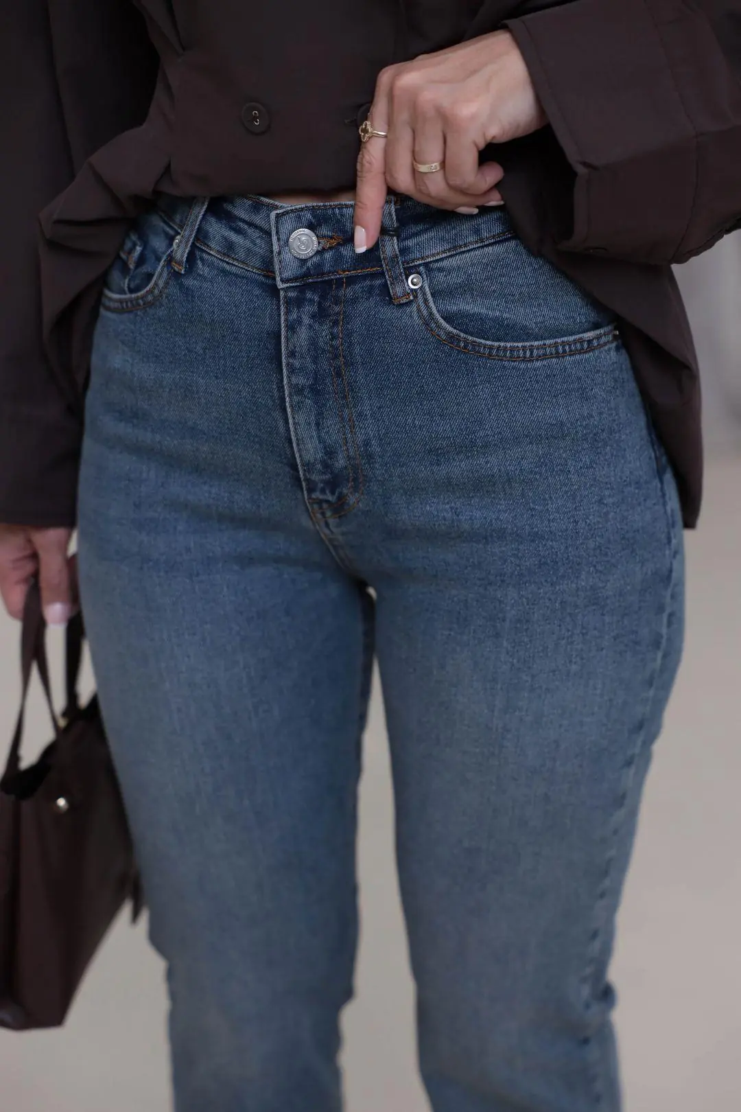 2006 Paça Kesikli Yüksek Bel Straight Jean TİNTLİ MAVİ