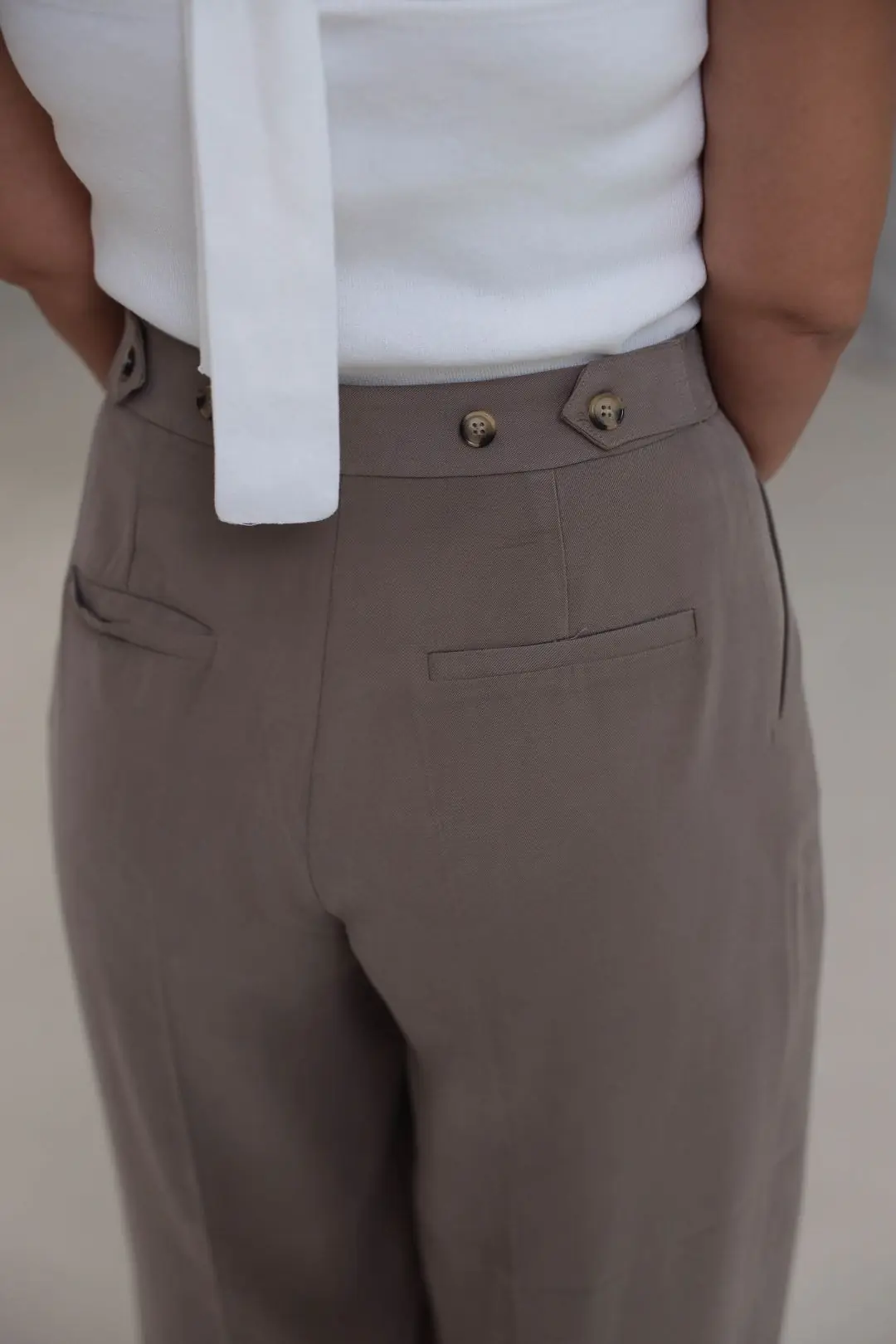 7545 Beli Ayarlanabilir Tencel Pantolon VİZON