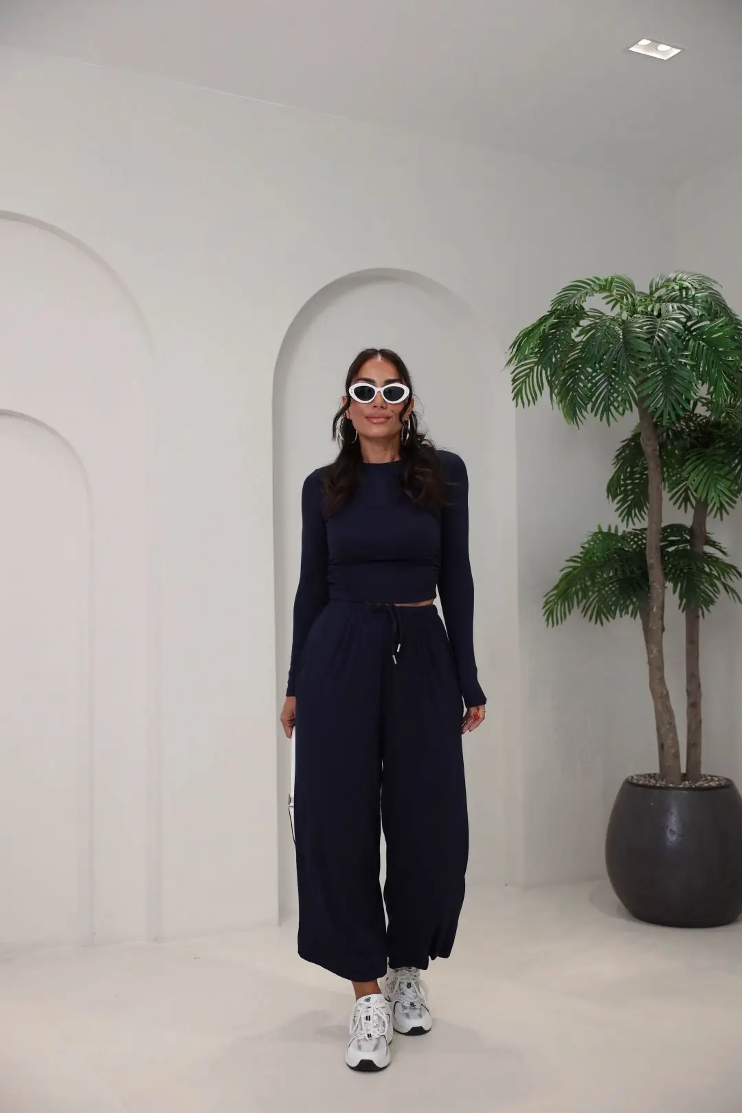 4289 Modal Drape Detaylı Şalvar Kesimli Bluz Pantolon Takım LACİVERT