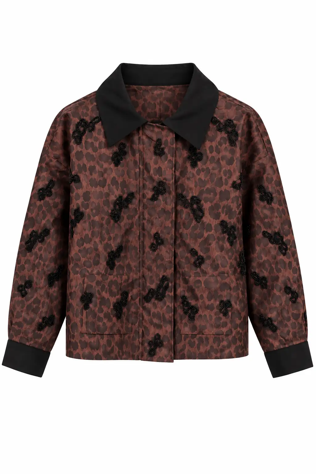 7664 Leopar Desenli Nakışlı Ceket LEOPAR
