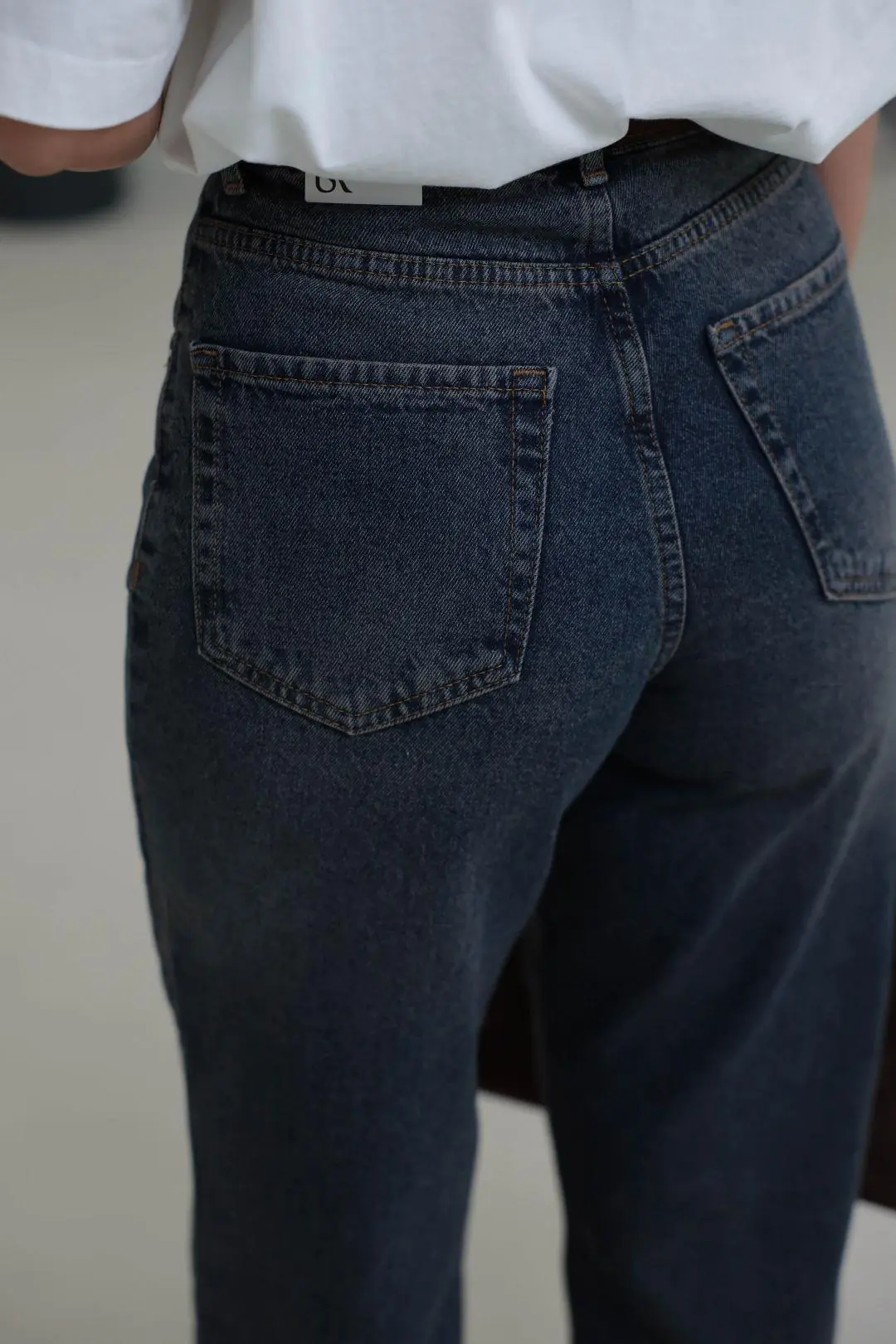 3010 Kemerli Yüksek Bel Baggy Jean KOYU TİNTLİ