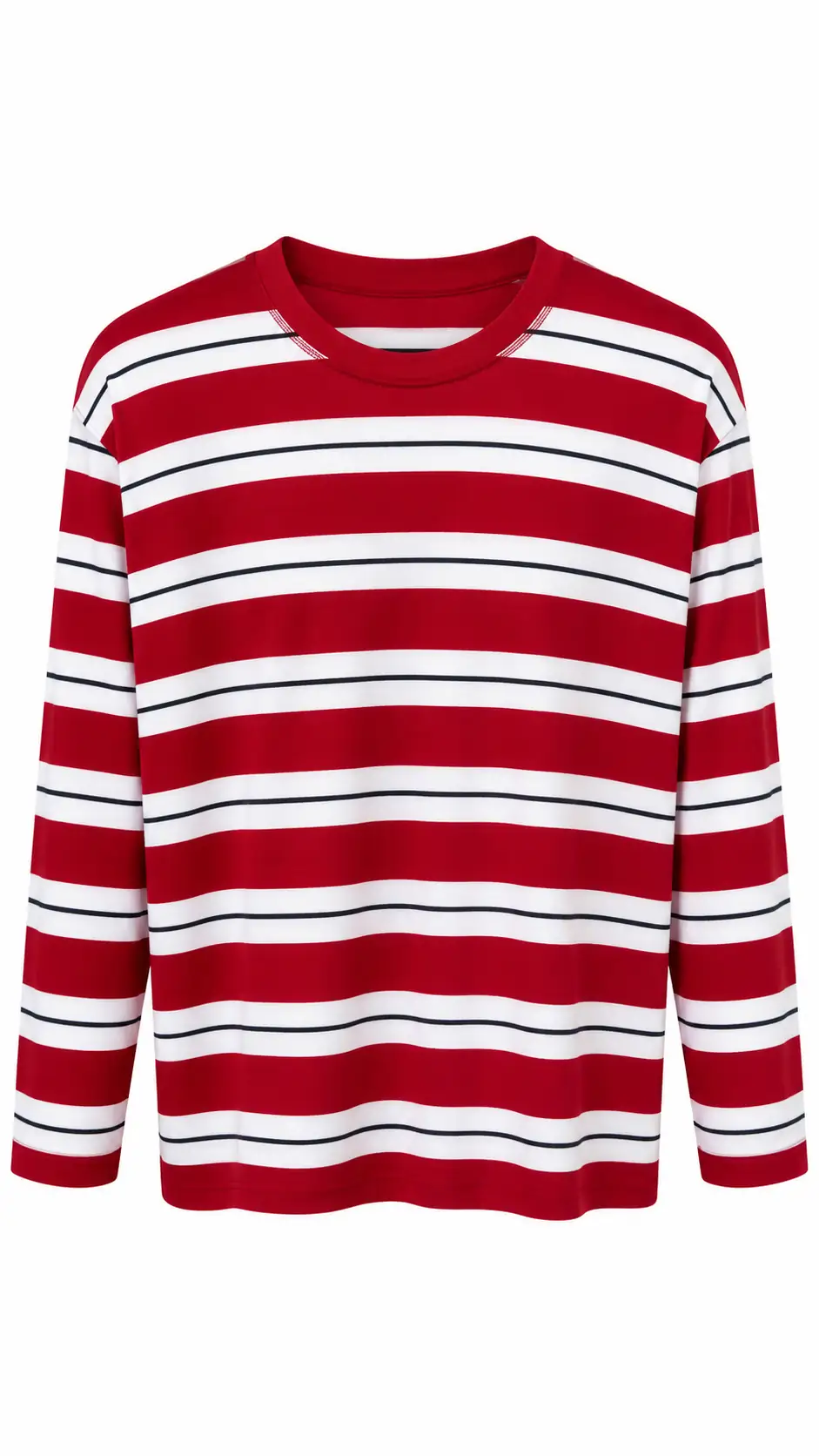 6357 Çizgi Detaylı Yumuşak Kumaş Sweatshirt KIRMIZI