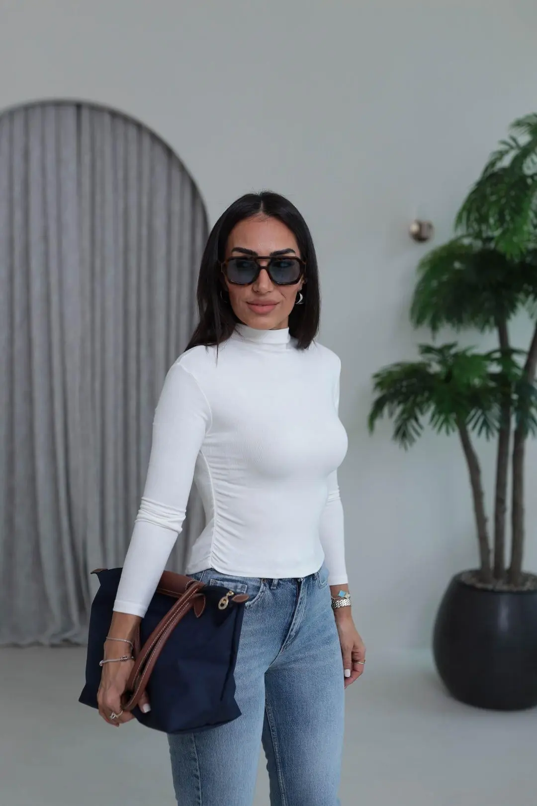 5048 Yandan Büzgülü Bluz EKRU