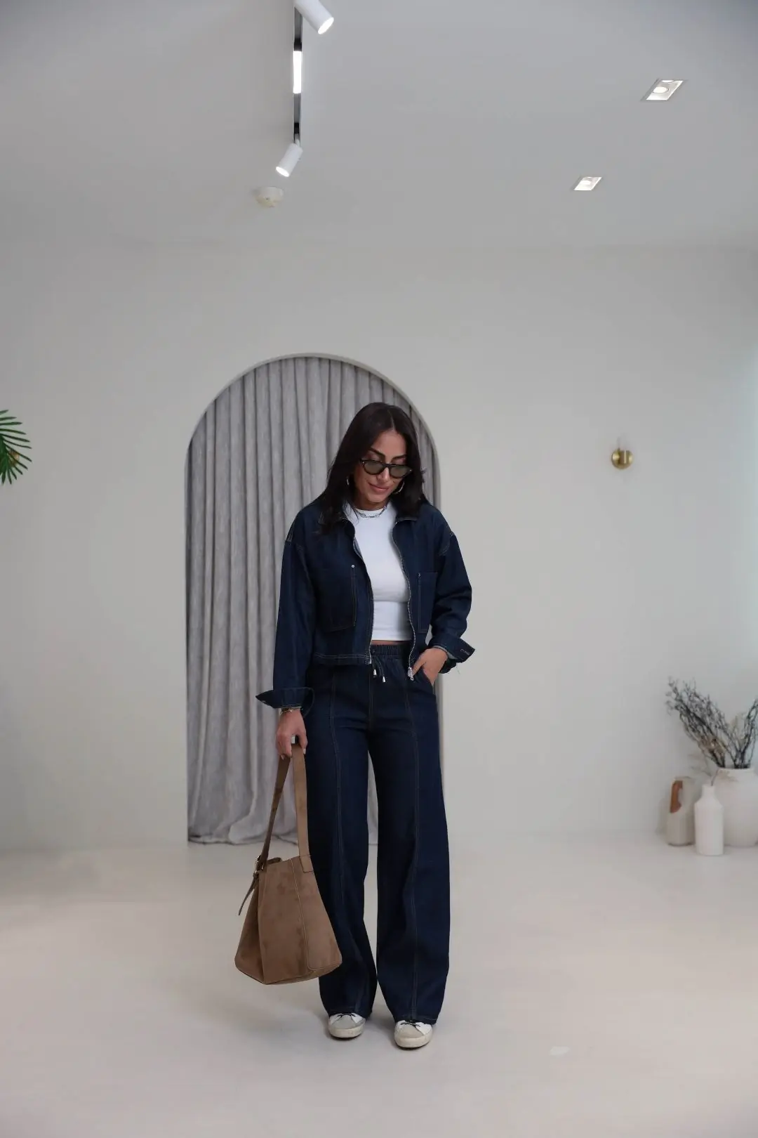 1149 Denim Kumaş Bomber Pantolon Takım LACİVERT