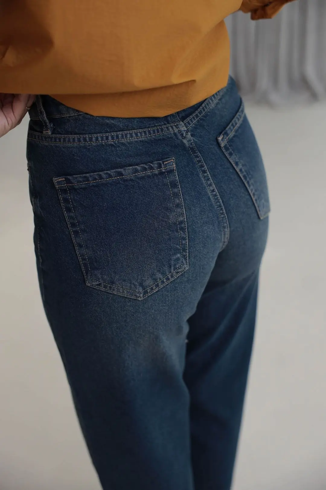 4186 Yüksek Bel Bilek Boy Jean TİNTLİ MAVİ