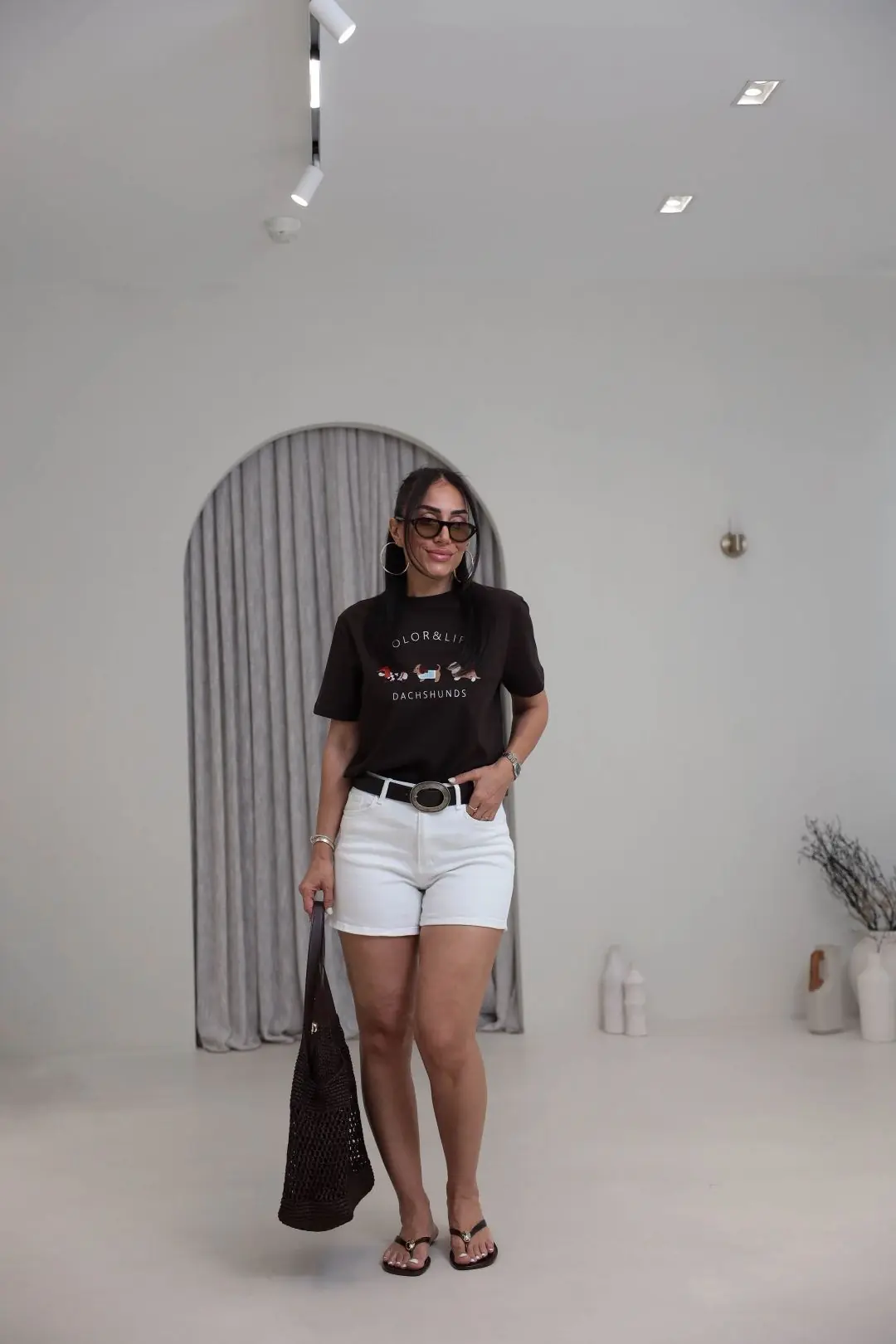0424 Likralı Klasik Mom Kot Şort BEYAZ