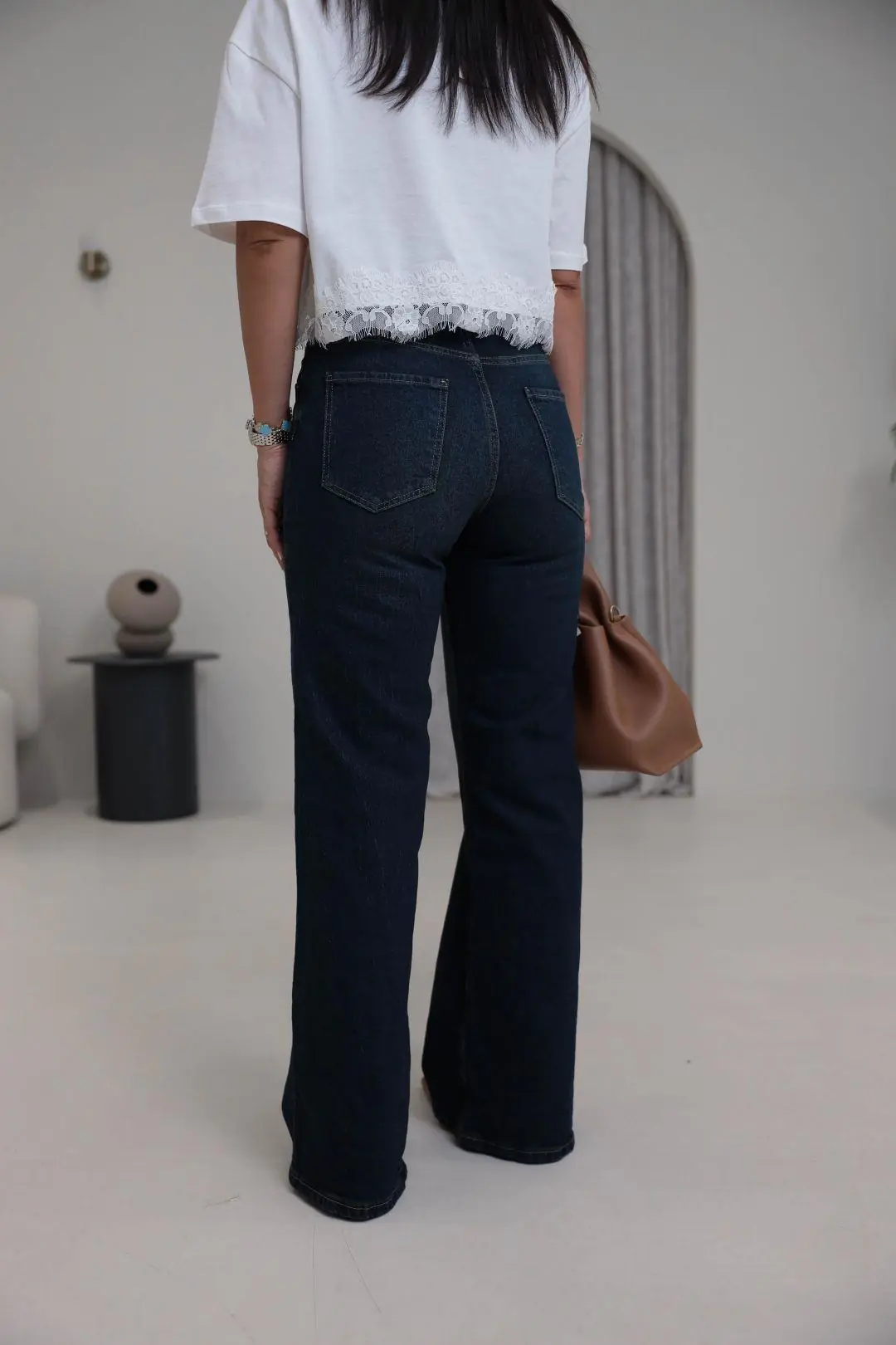 Yüksek Bel Wide Leg Jean KOYU TİNTLİ