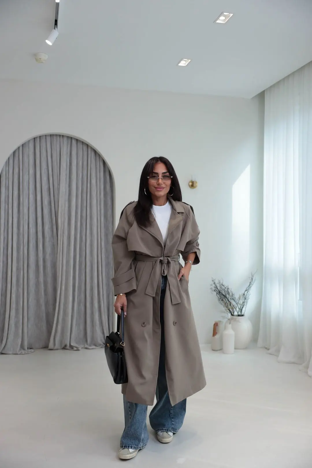 1020 Dikiş Detaylı Wide Leg Denim Pantolon AÇIK MAVİ