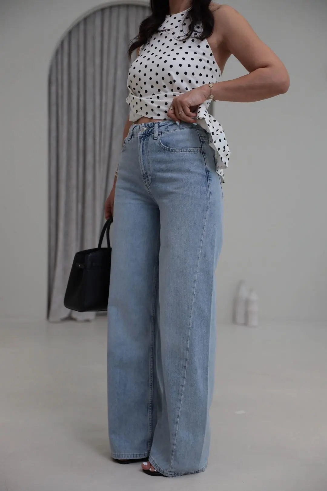 6823 Tencel Denim Bol Kalıp Pantolon AÇIK MAVİ