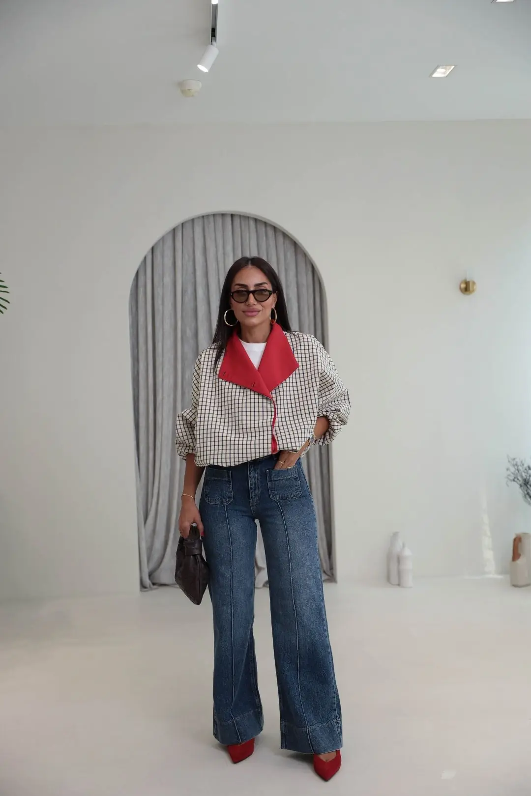 1040 Ön Cep ve Paça Detaylı Wide Leg Jean MAVİ
