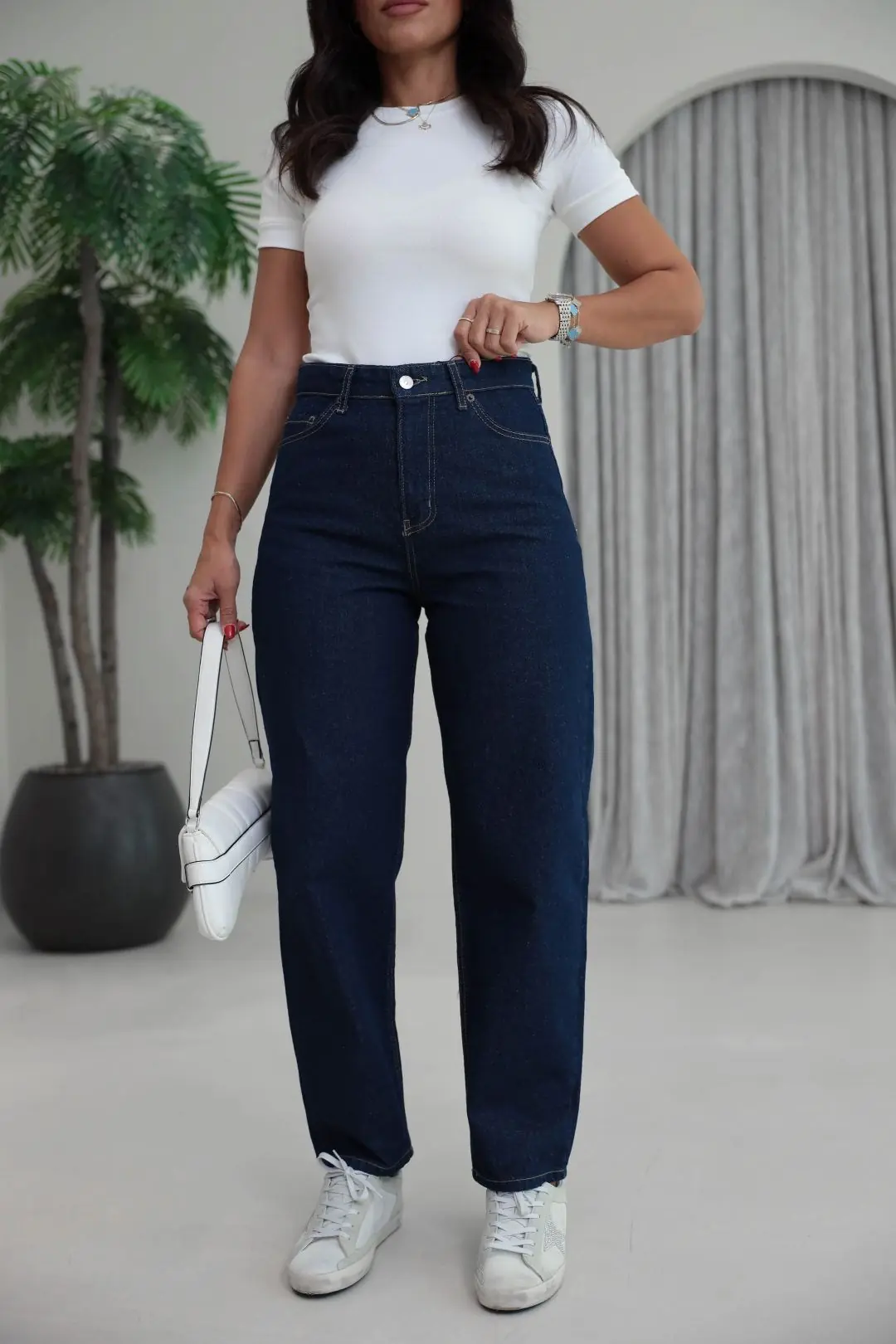 4186 Yüksek Bel Bilek Boy Jean LACİVERT