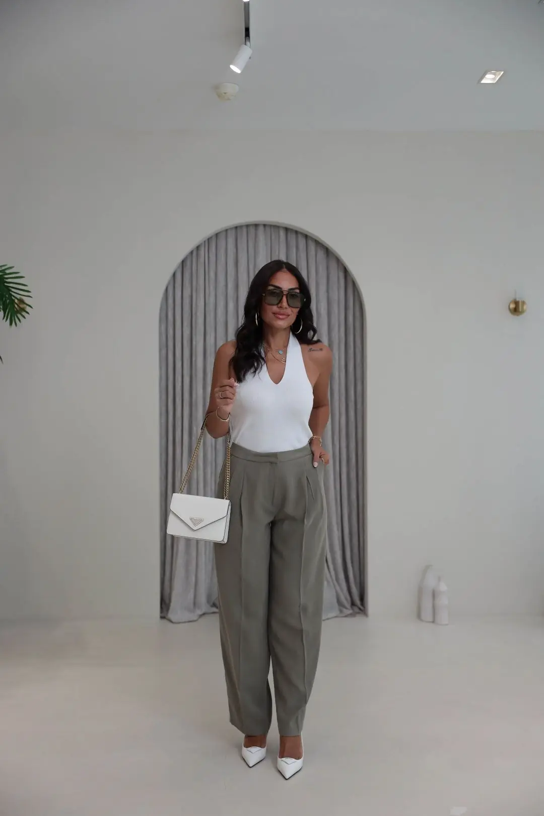 7545 Beli Ayarlanabilir Tencel Pantolon HAKİ YEŞİL