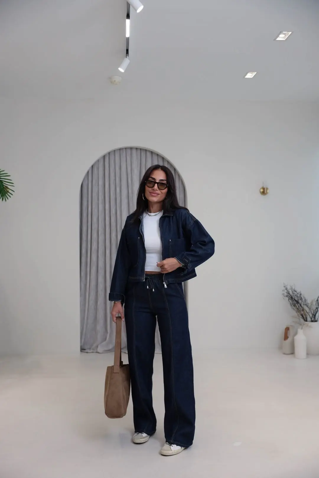 1149 Denim Kumaş Bomber Pantolon Takım LACİVERT
