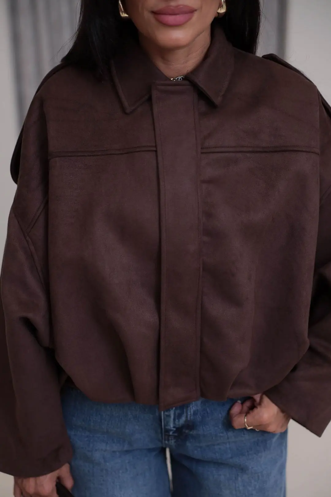 0563 Süet Kumaş Bomber Ceket ACI KAHVE
