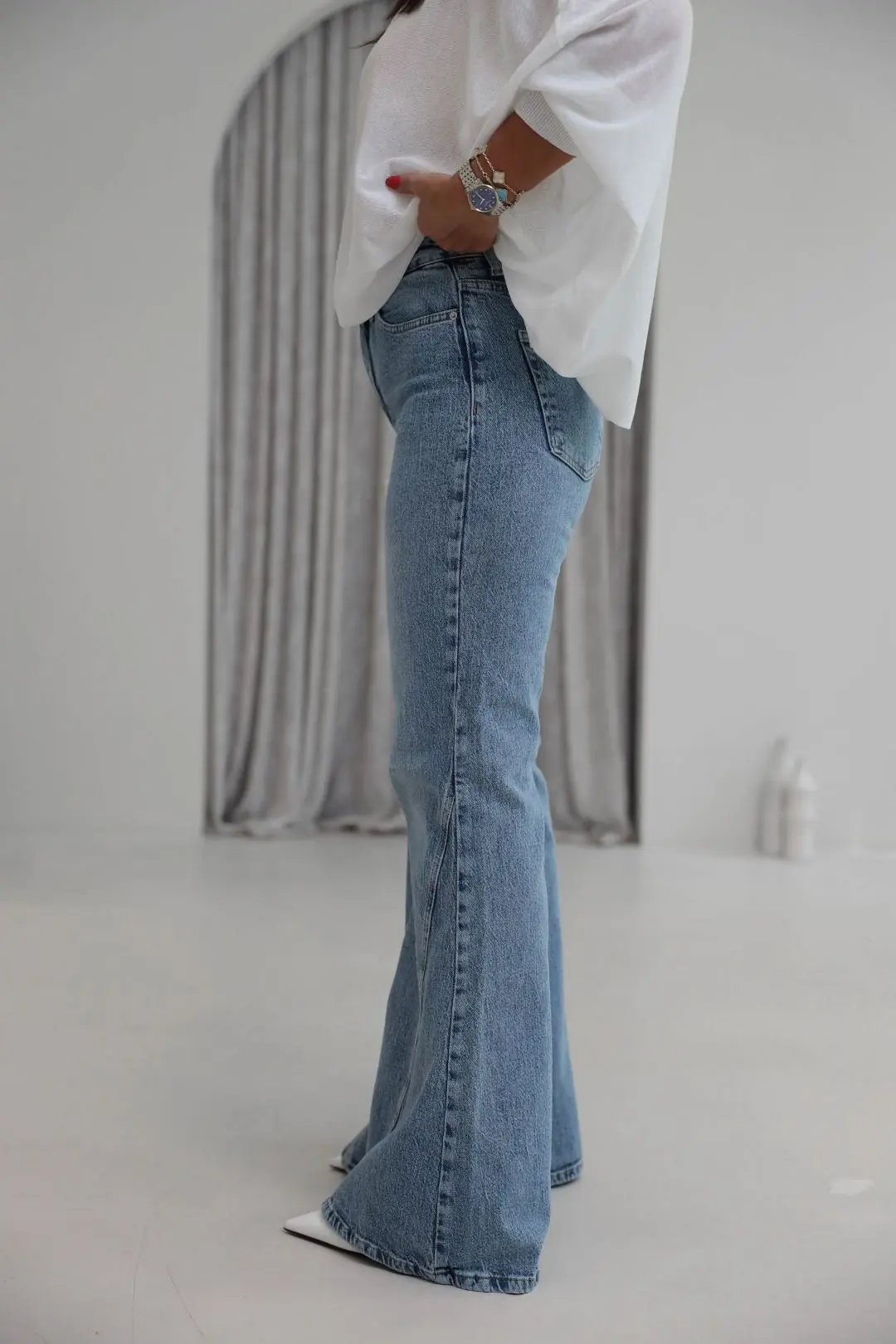 1057 Wide Leg Jean Pantolon MAVİ