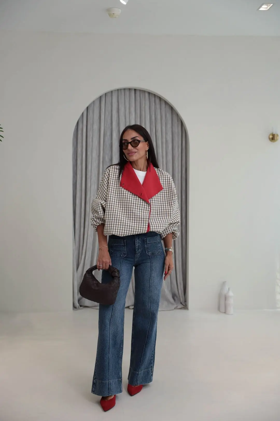 1040 Ön Cep ve Paça Detaylı Wide Leg Jean MAVİ