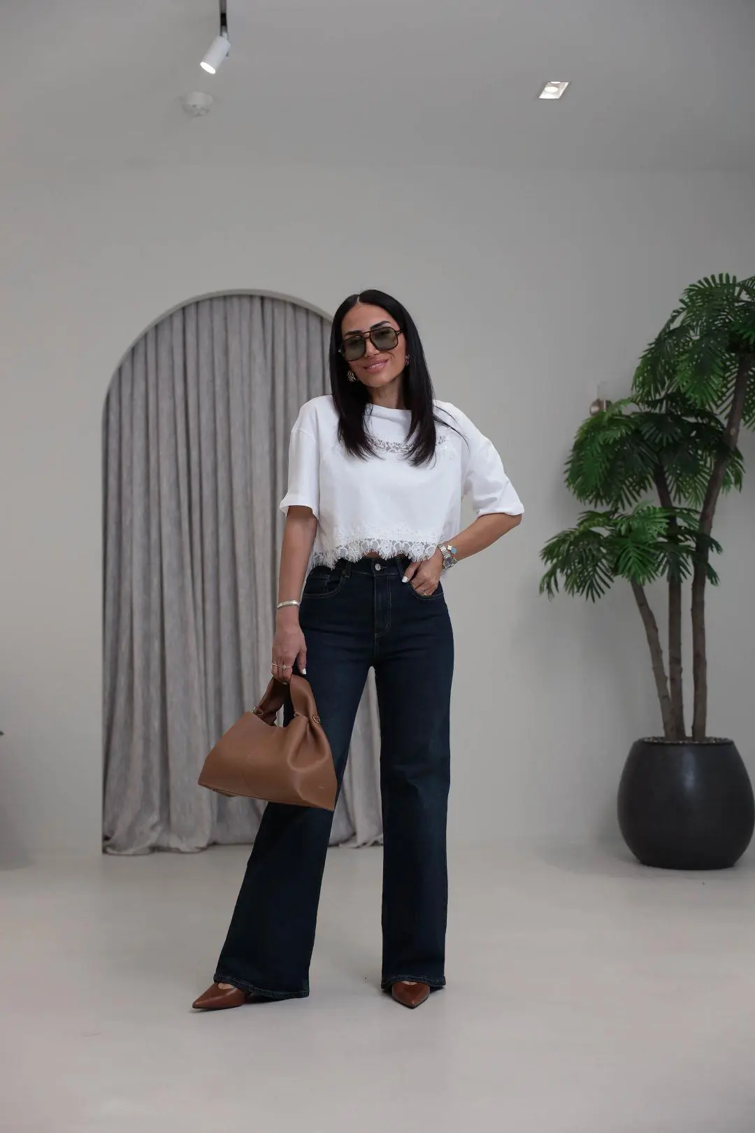 Yüksek Bel Wide Leg Jean KOYU TİNTLİ