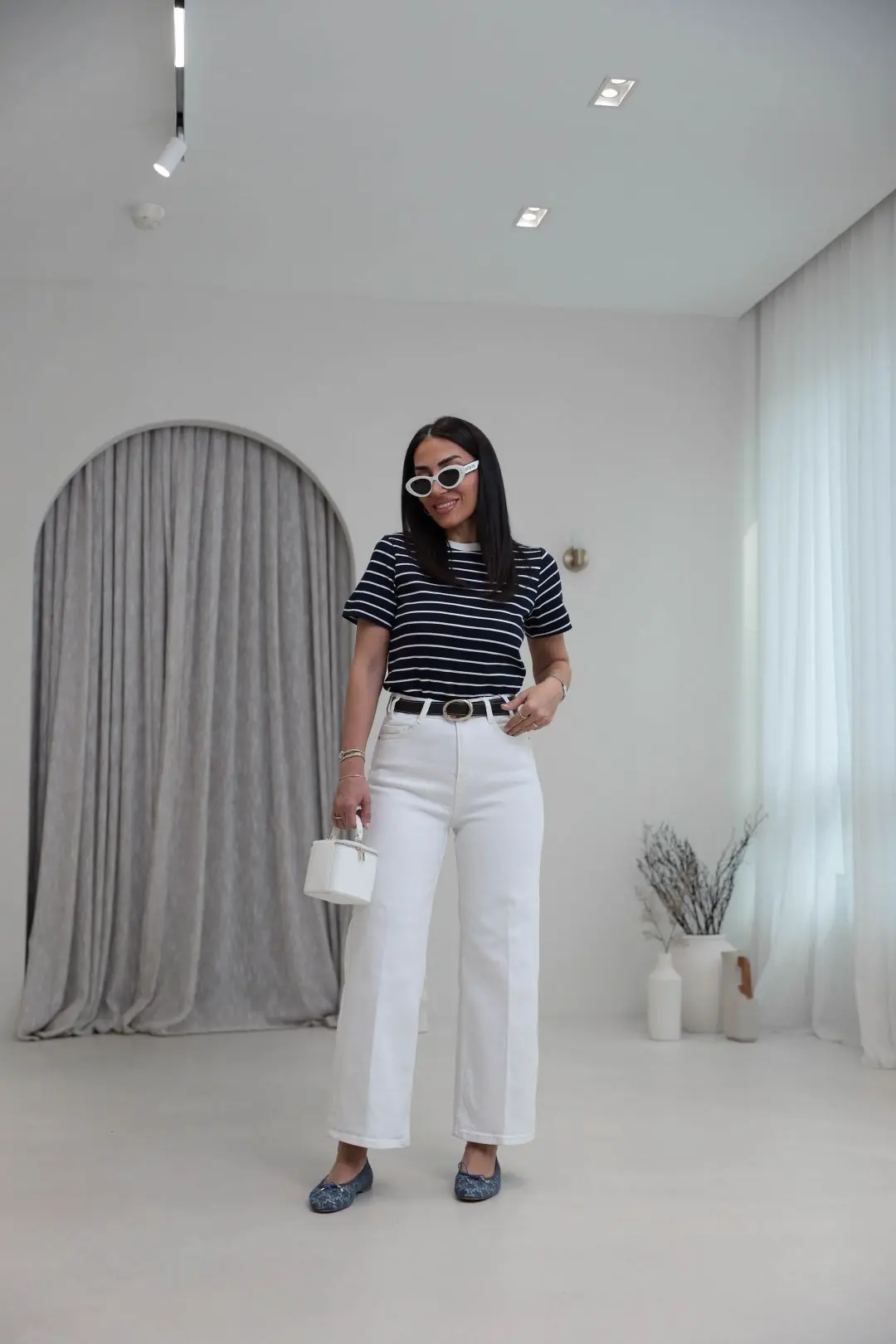 Kemerli Yüksek Bel Culotte Jean EKRU