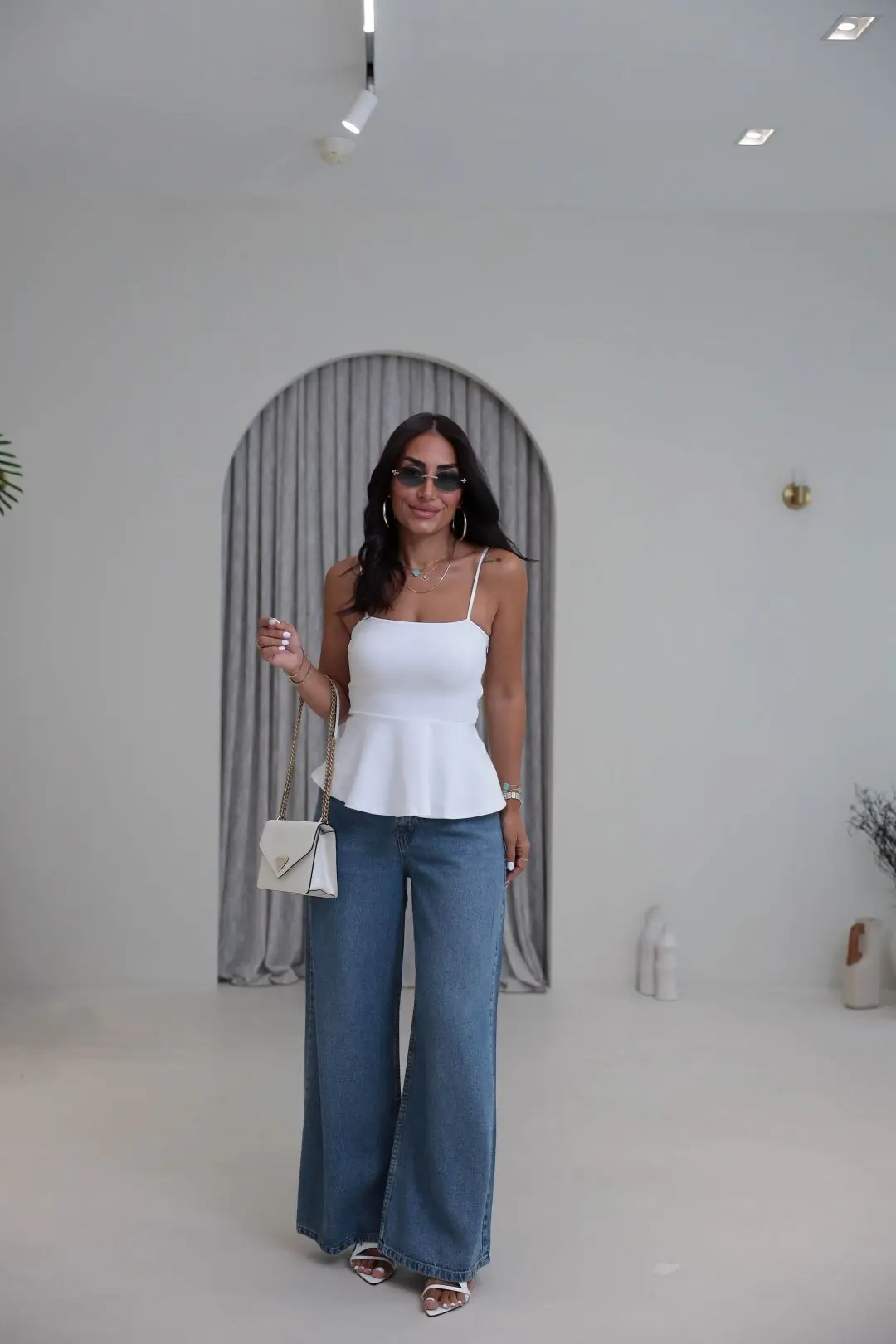 2754 Askılı Top Bluz BEYAZ