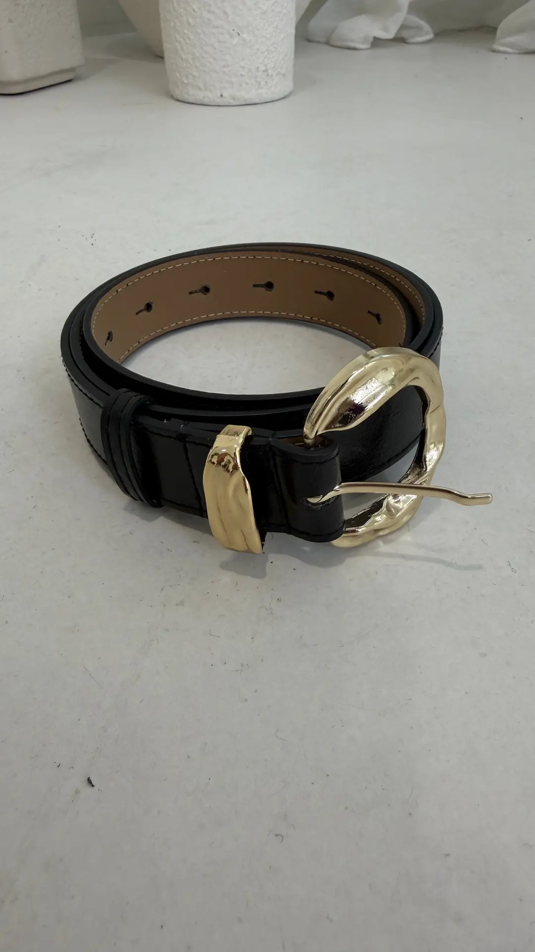 2822 Oval Tokalı Kemer SİYAH-GOLD - SİYAH-GOLD