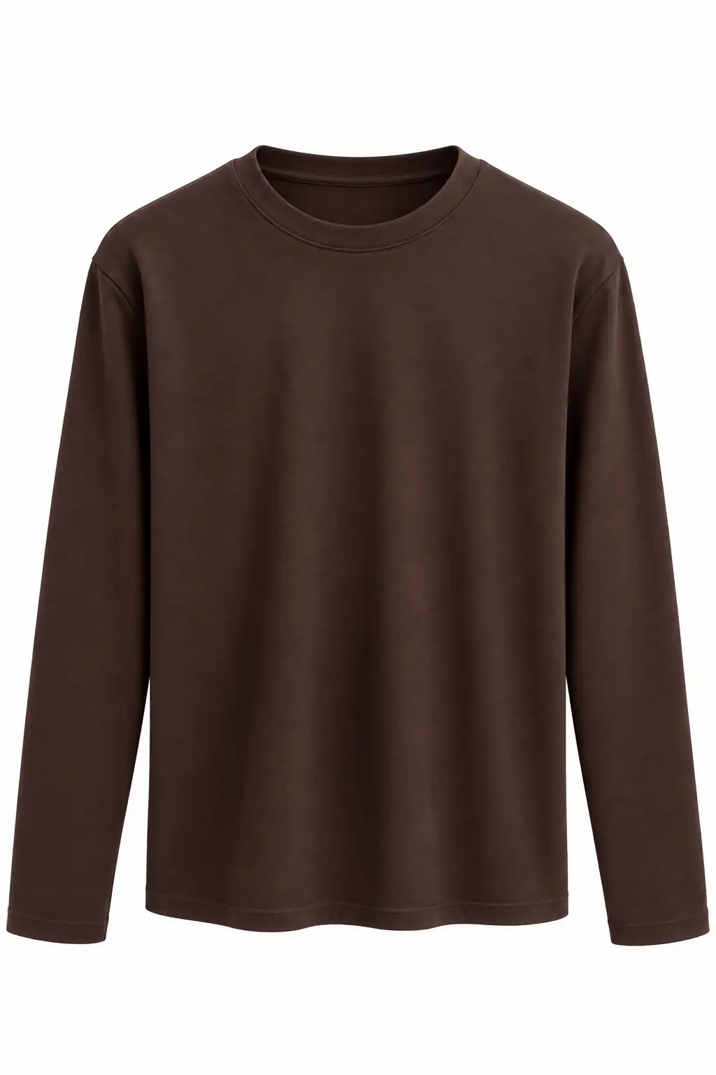 1448 Bisiklet Yaka uzun Kollu Oversize Tshirt KAHVE