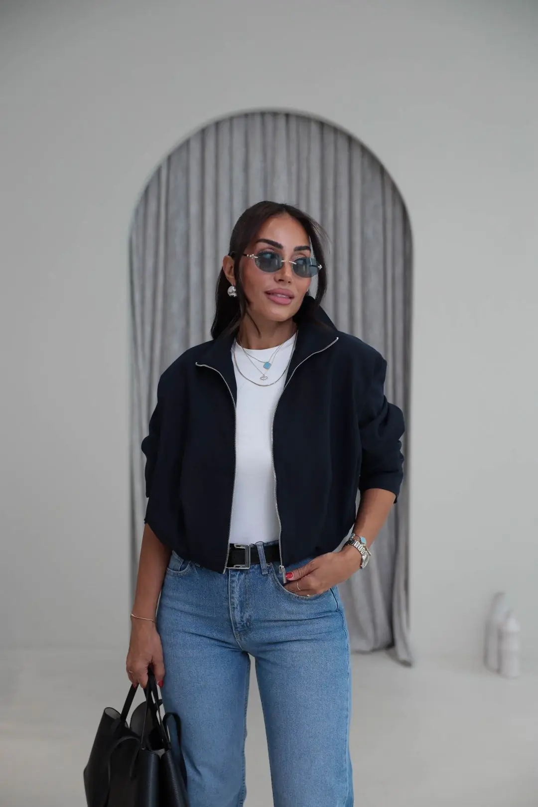 5819 Dik Yaka Bomber Ceket LACİVERT