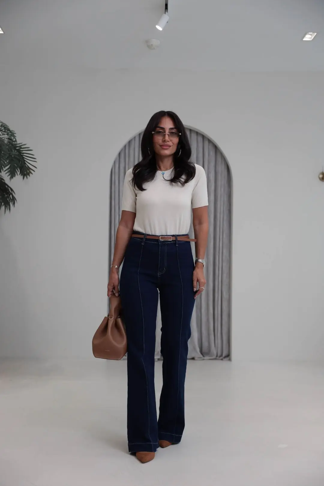 2628 Kemerli Önü Çimalı Denim Pantolon KOYU MAVİ