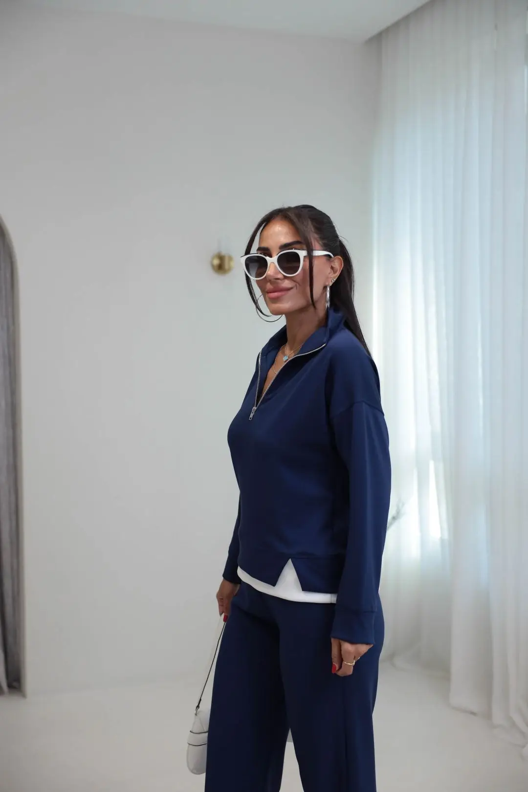 3374 Garnili Yarım Fermuarlı Modal Takım LACİVERT