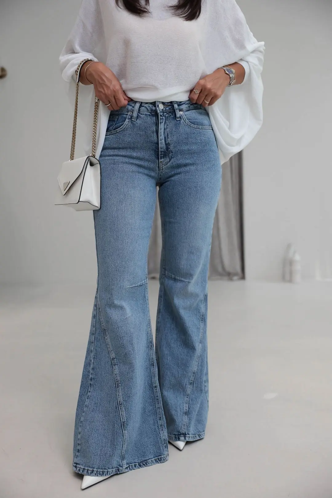 1057 Wide Leg Jean Pantolon MAVİ