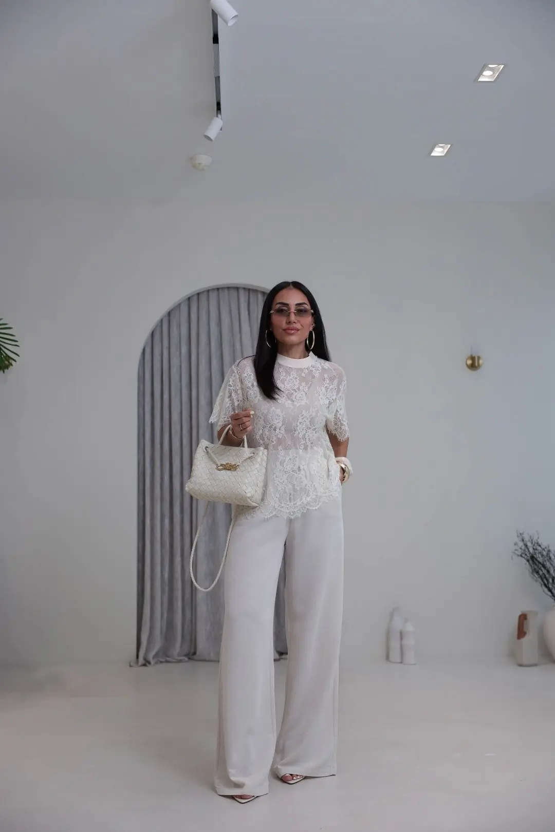 0298 Beli Lastikli Bol Paça Keten Pantolon NATURAL