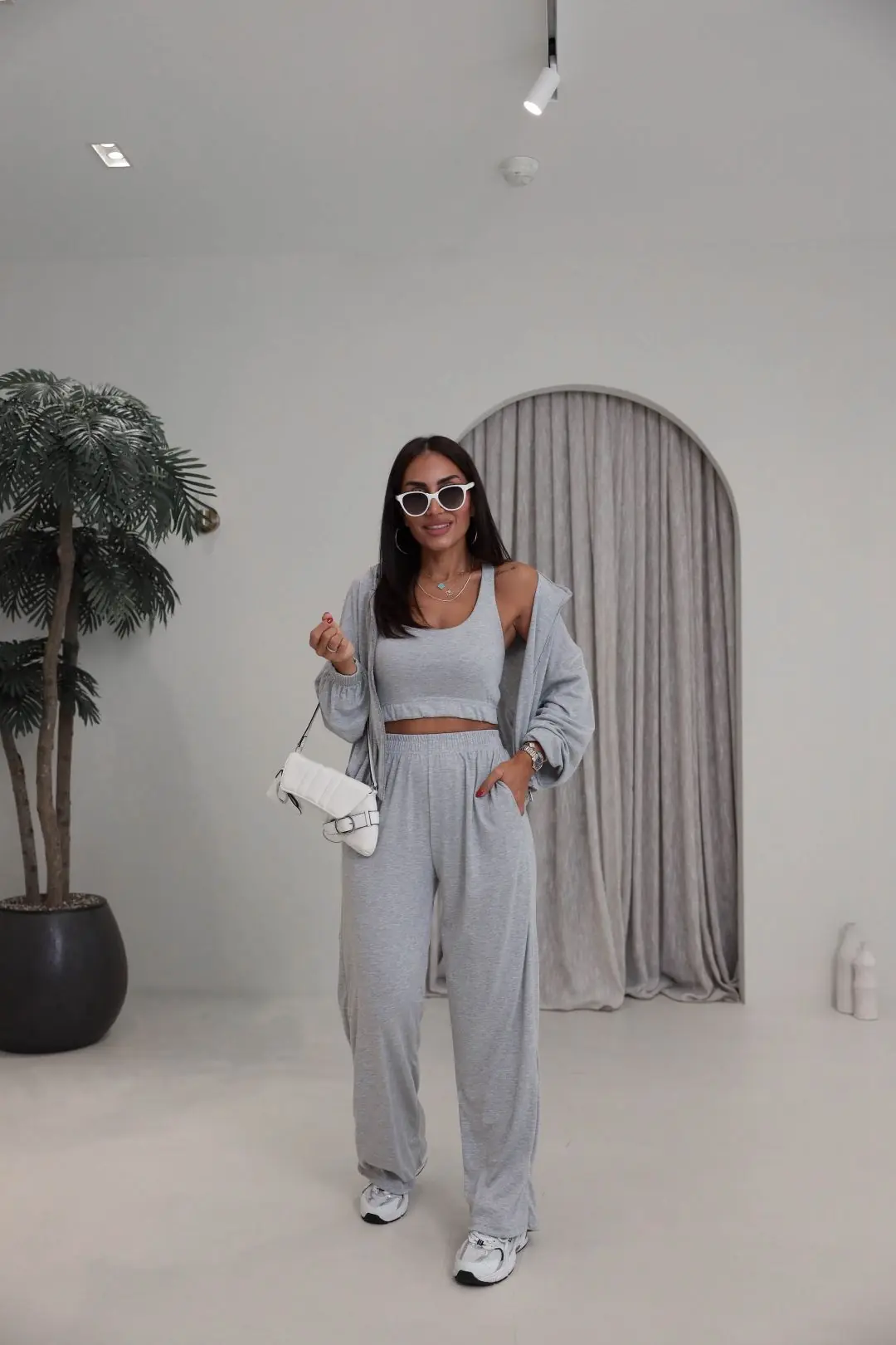 2862 Bralet Detaylı Üçlü Takım GRİ