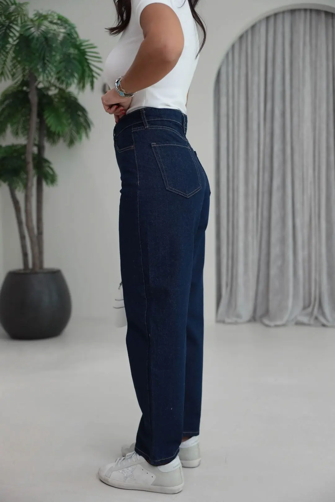 4186 Yüksek Bel Bilek Boy Jean LACİVERT
