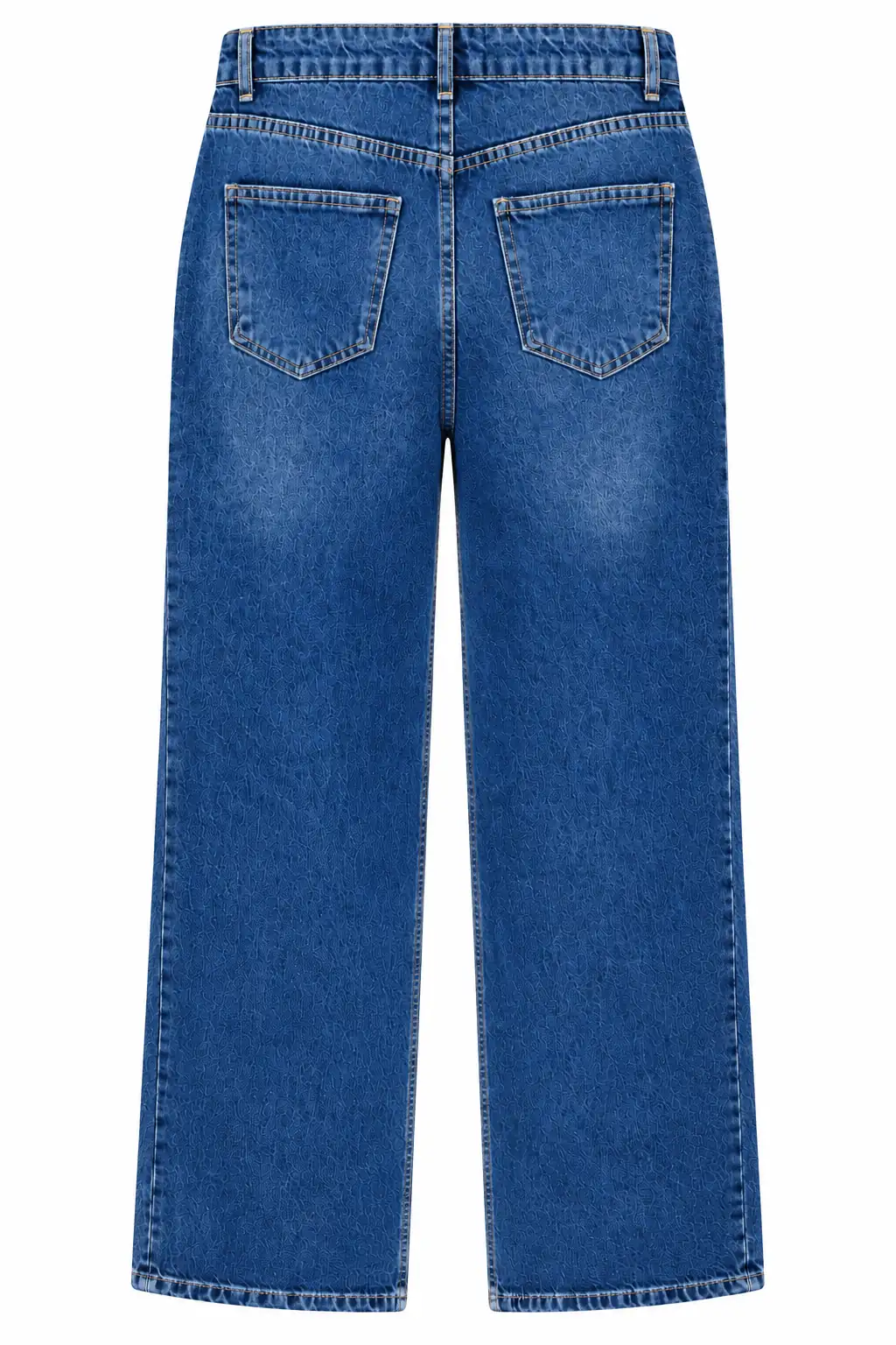 1071 Çiçek Motifli Renkli Taş İşlemeli Denim Pantolon KOYU MAVİ