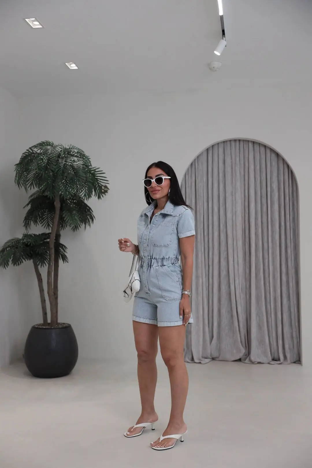 4024y Lastik Detaylı Salopet Tulum BUZ MAVİ