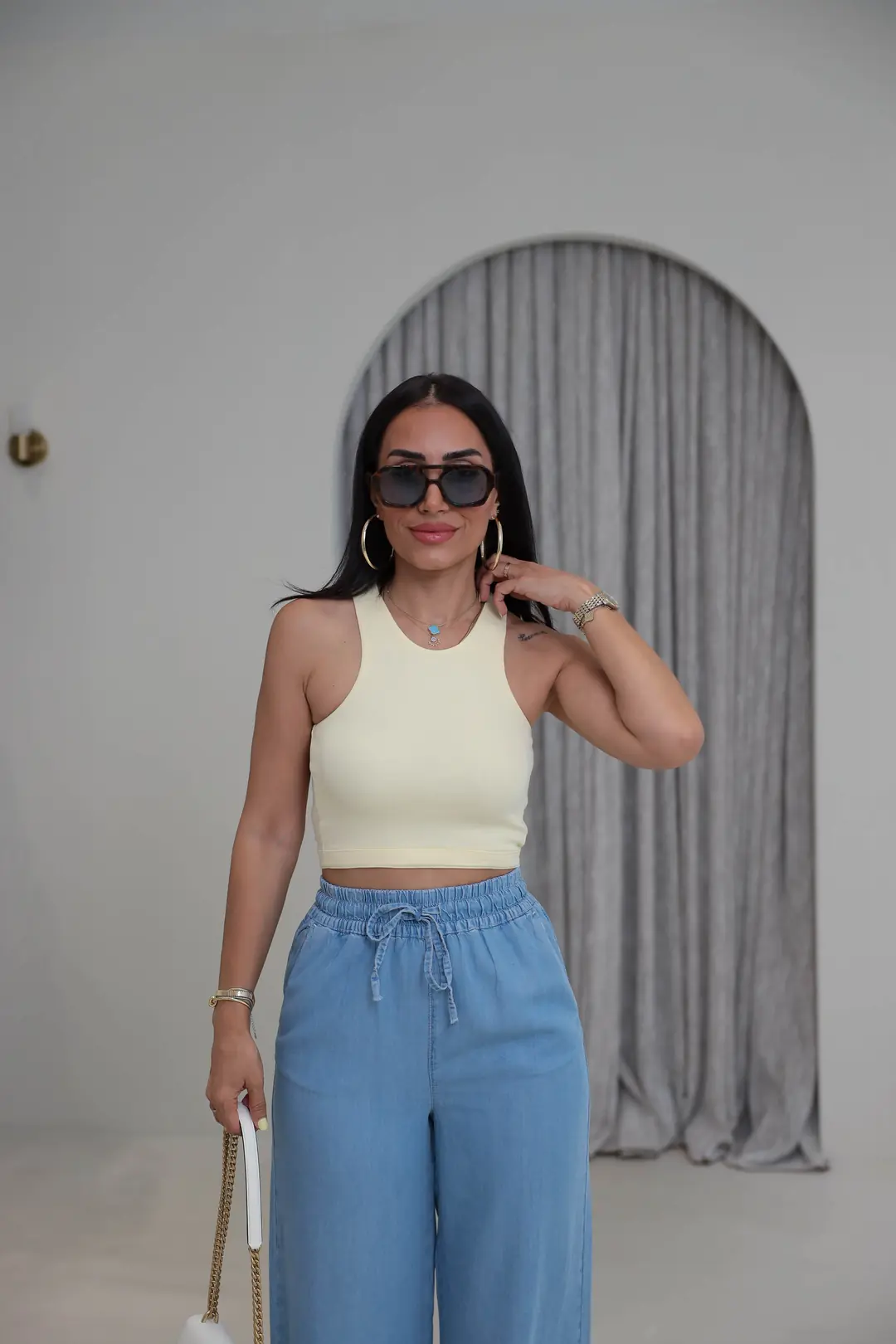 2941 Kolsuz Liyosel Crop Atlet AÇIK SARI