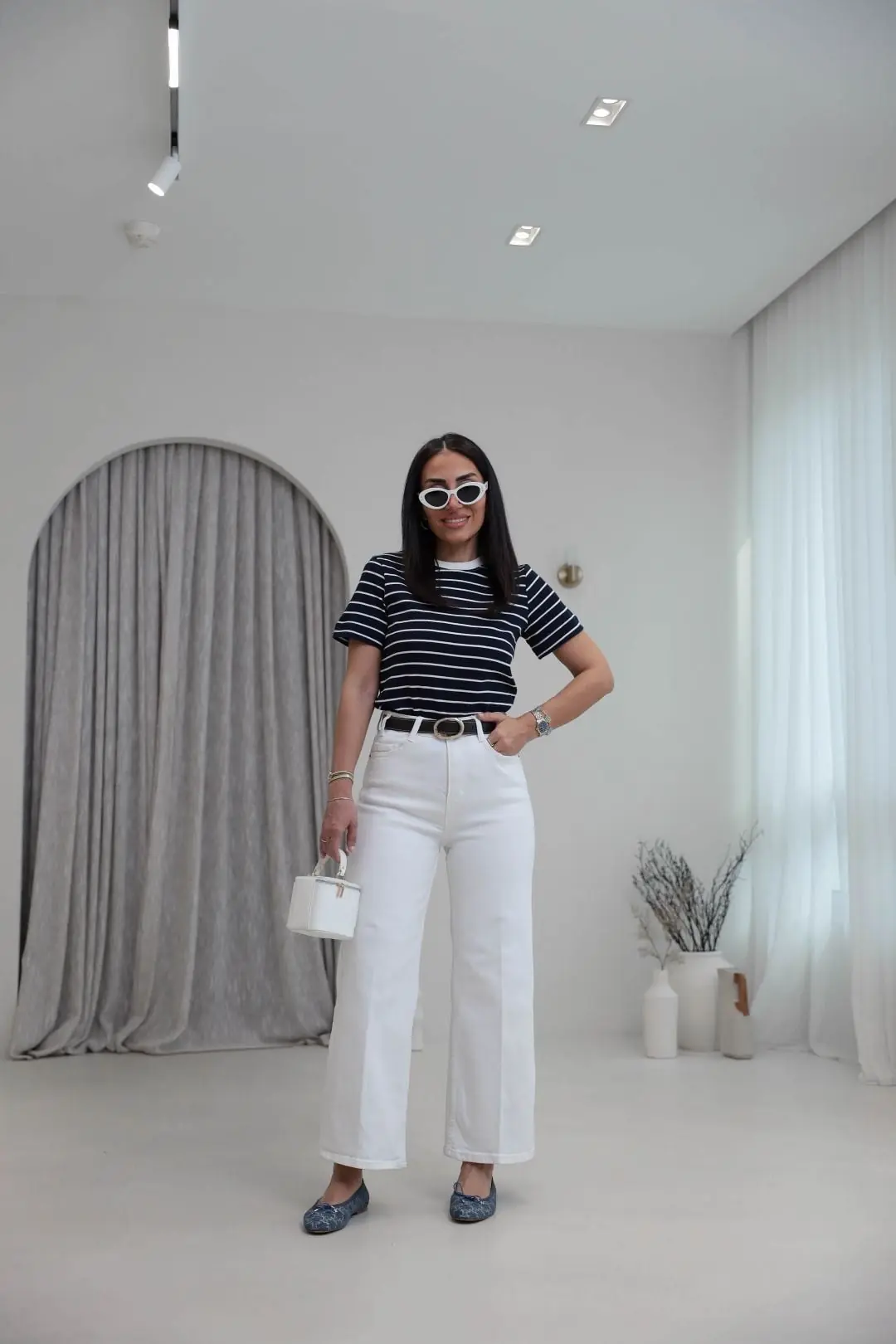 Kemerli Yüksek Bel Culotte Jean EKRU