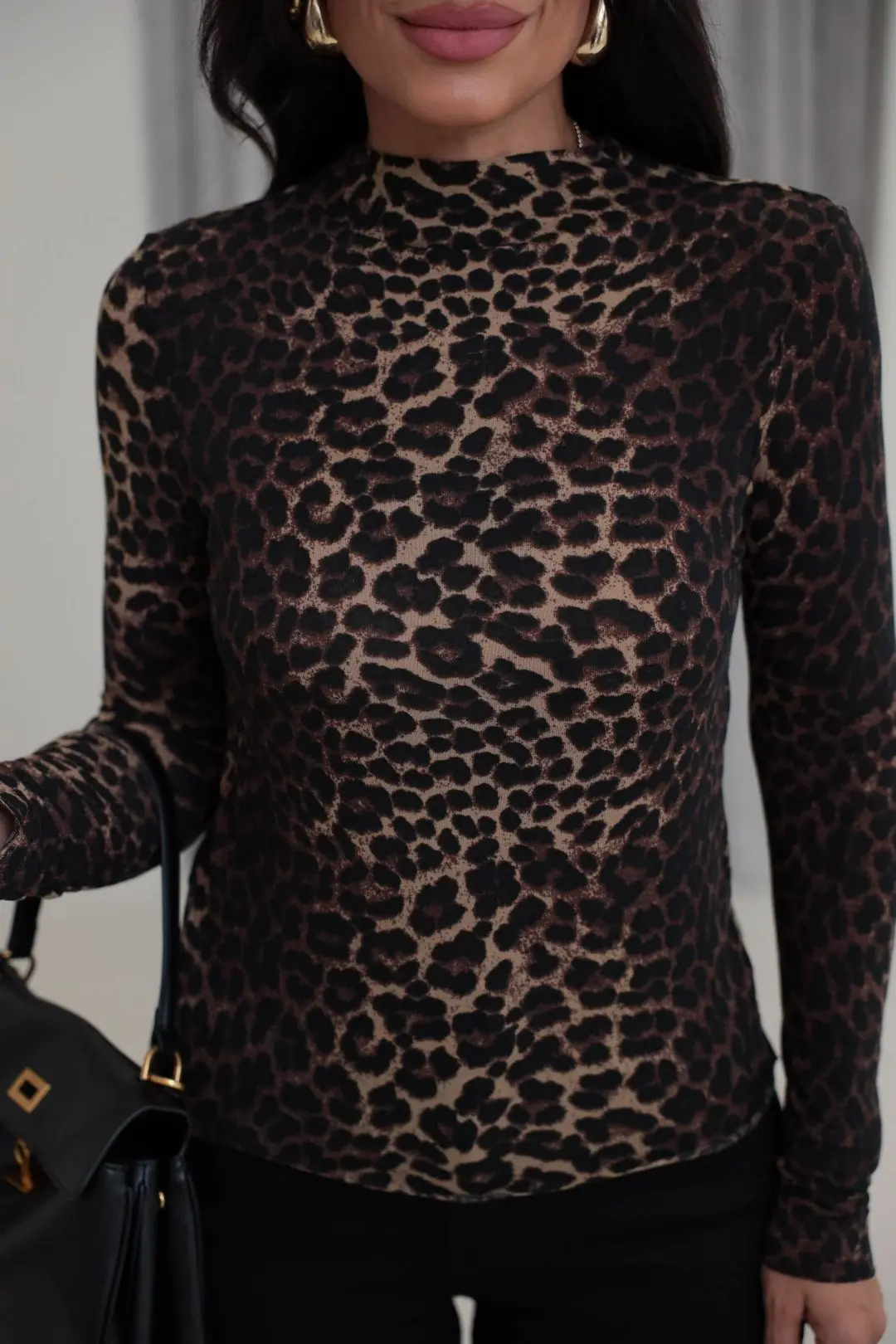 9141 Leopar Desen Bluz BEJ
