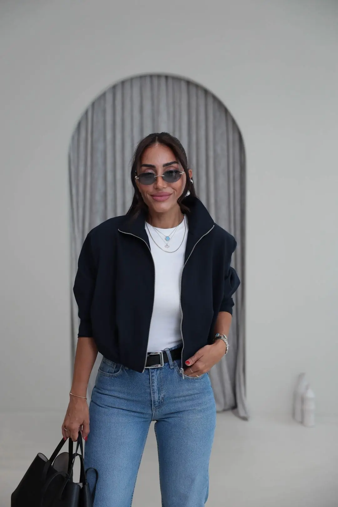 5819 Dik Yaka Bomber Ceket LACİVERT
