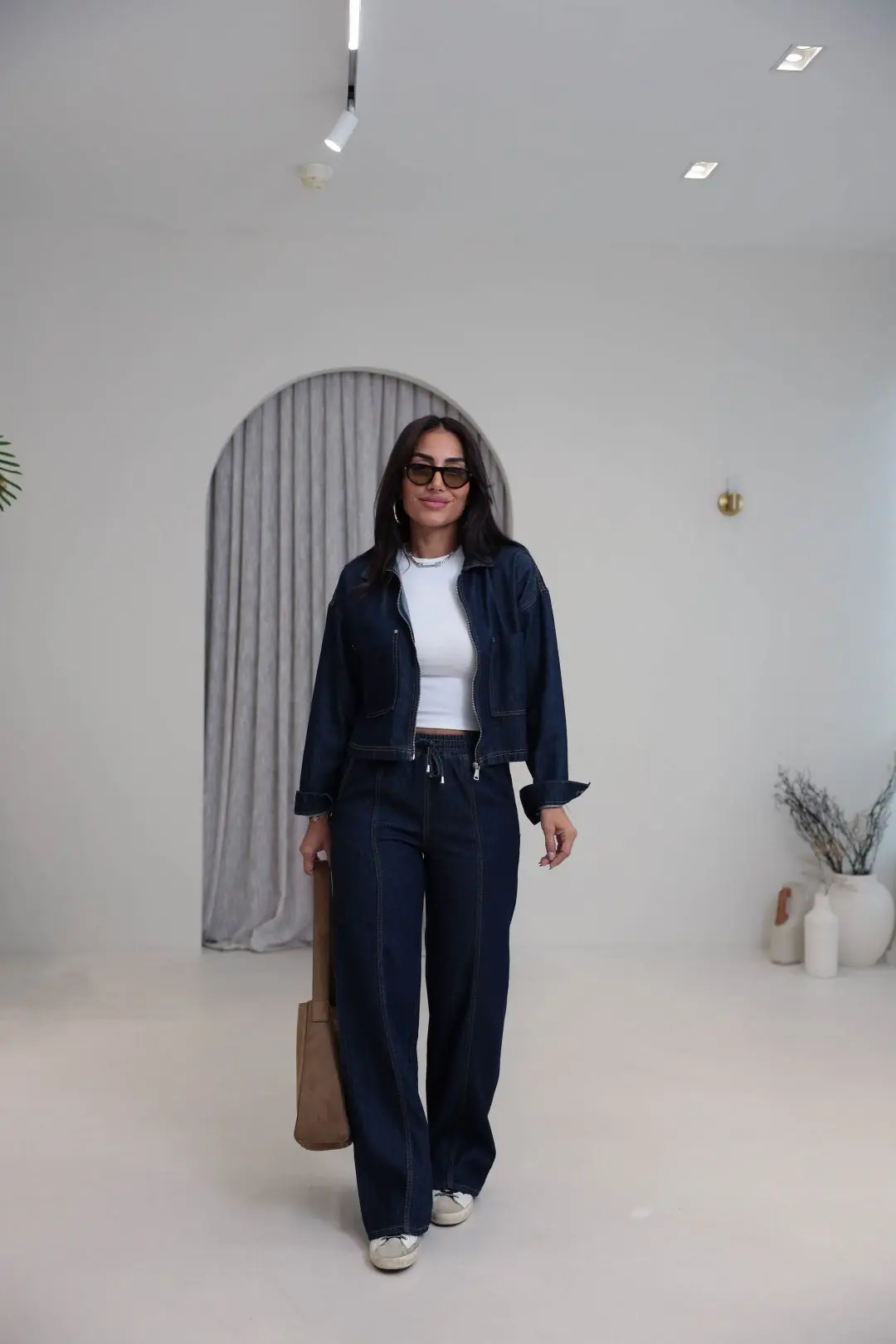 1149 Denim Kumaş Bomber Pantolon Takım LACİVERT