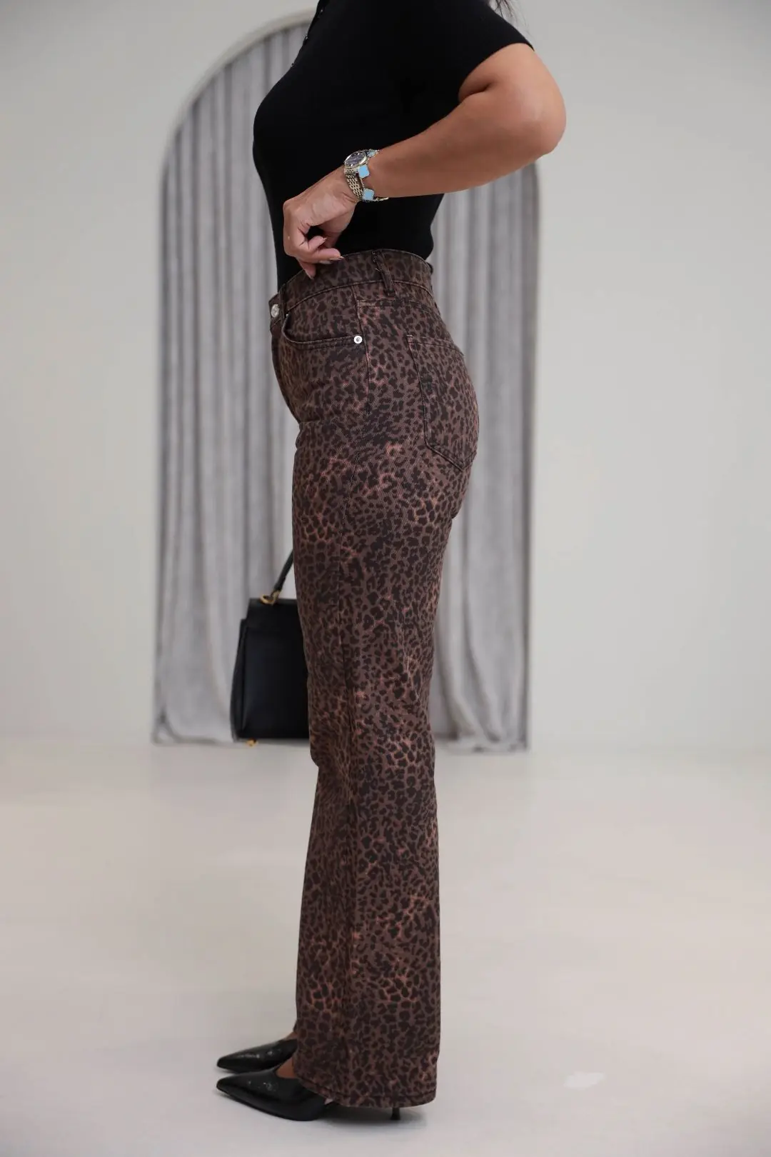 1436 ZR Leopar Desenli Straight Pantolon LEOPAR