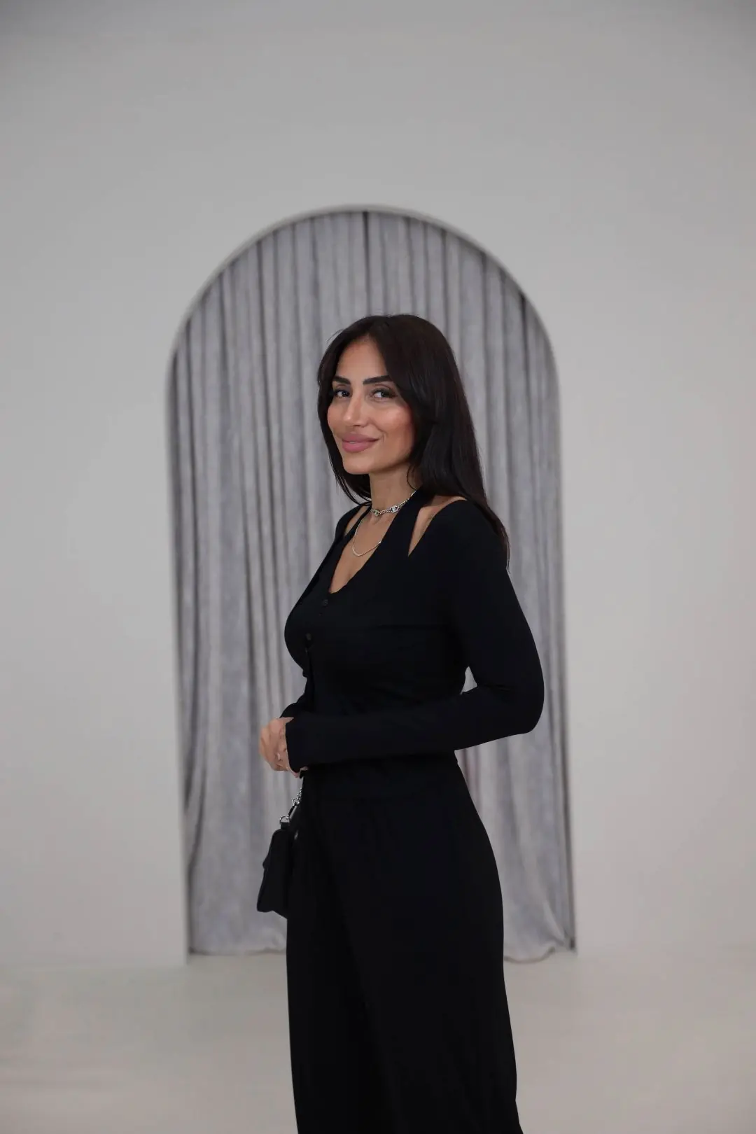 3583 Çift Katman Detaylı Takım SİYAH