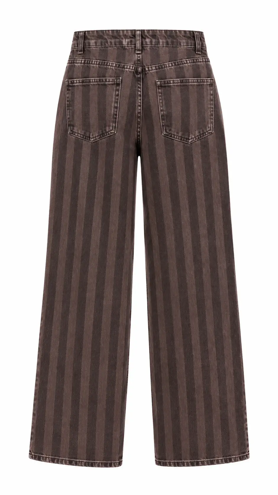 2371 Çizgili Wide Leg Jean KAHVE