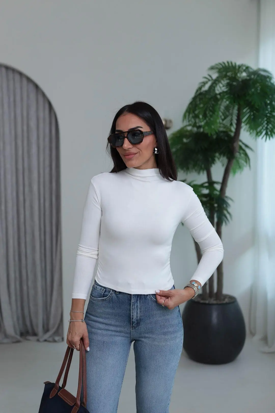 5048 Yandan Büzgülü Bluz EKRU
