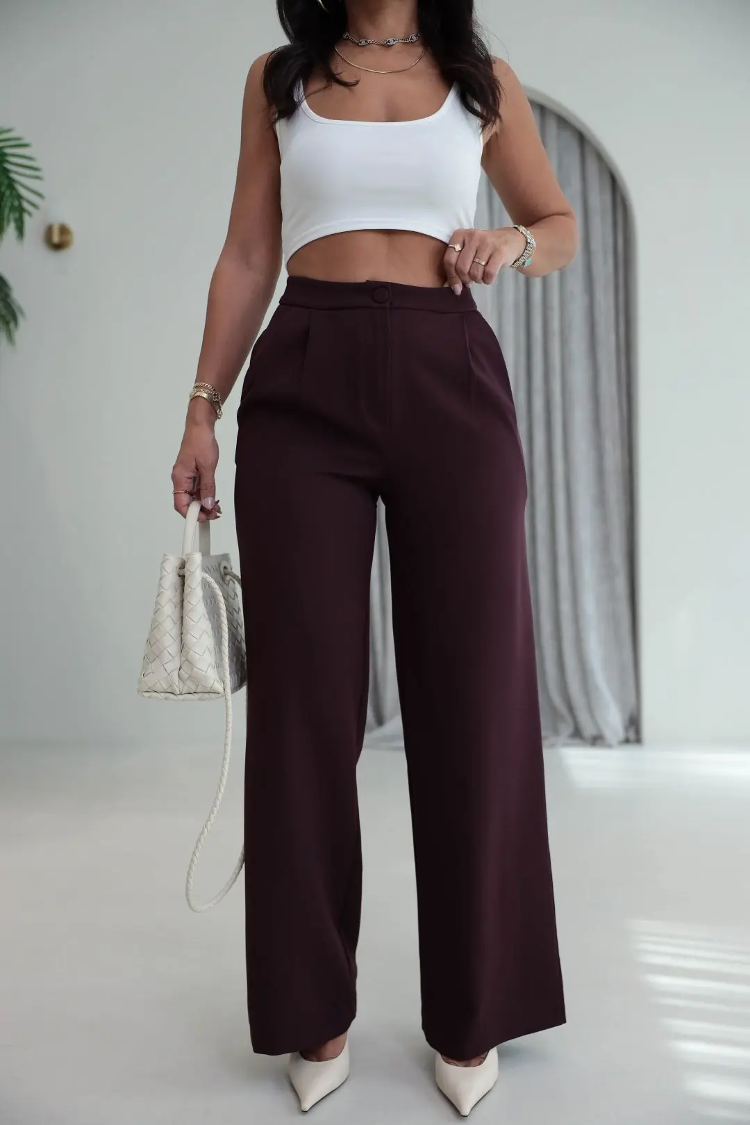 9319 Şal Detaylı Kuşaklı Ceket Pantolon MÜRDÜM